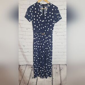 New Fashion Navy Blue Polka Dot Pant Suit